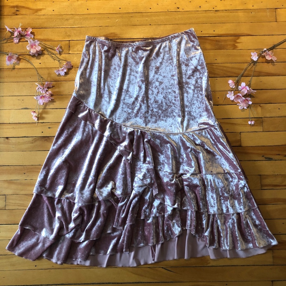 XL Y2K Fairycore Pink Velvet Pixie Skirt Whimsigoth Bohemian Joseph Ribkoff 16